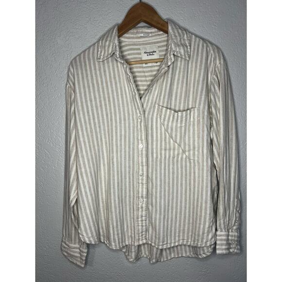 Tops - Abercrombie & Fitch Oversized Linen-Blend Shirt
